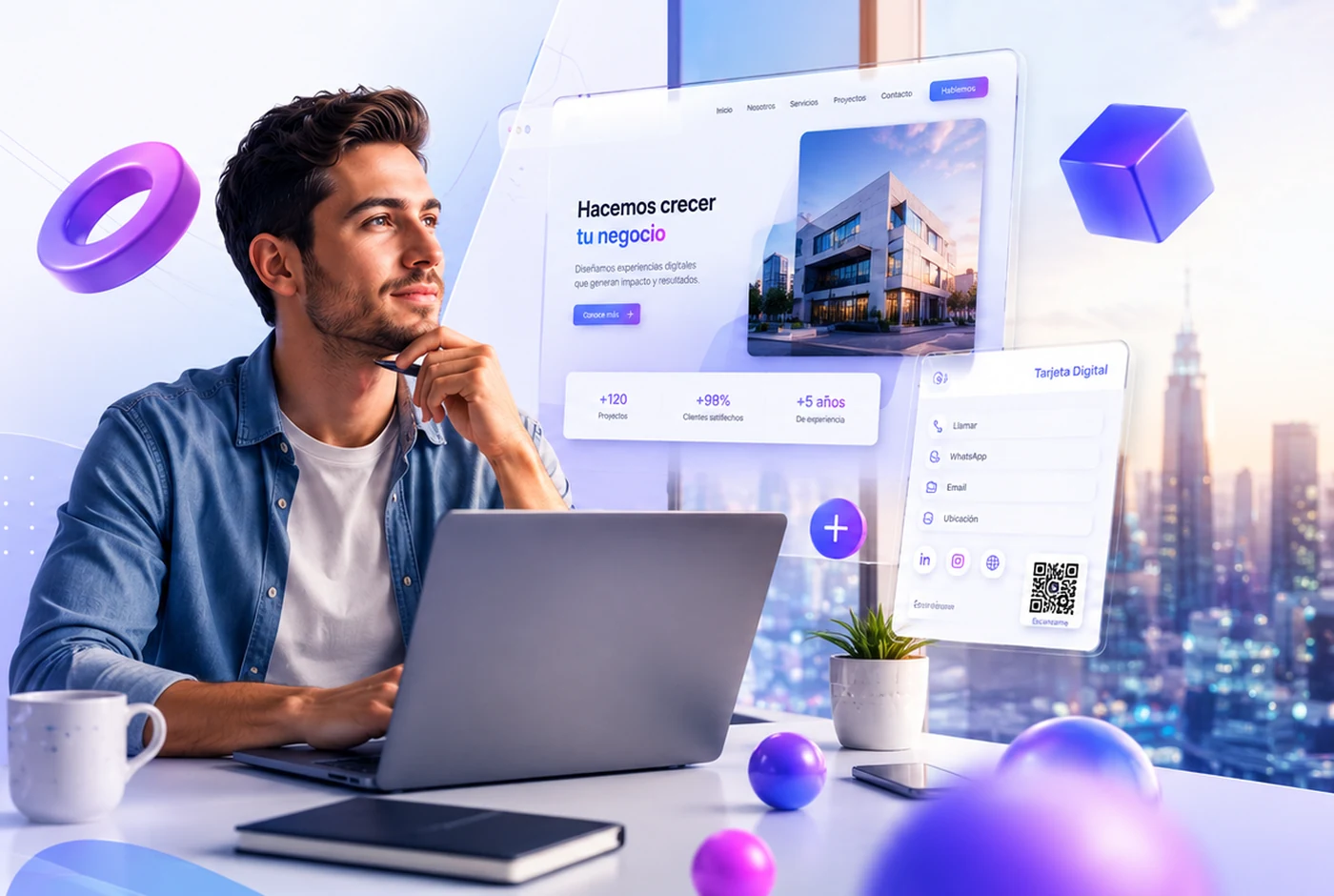Emprendedor trabajando frente a una experiencia digital moderna de Vyta Web